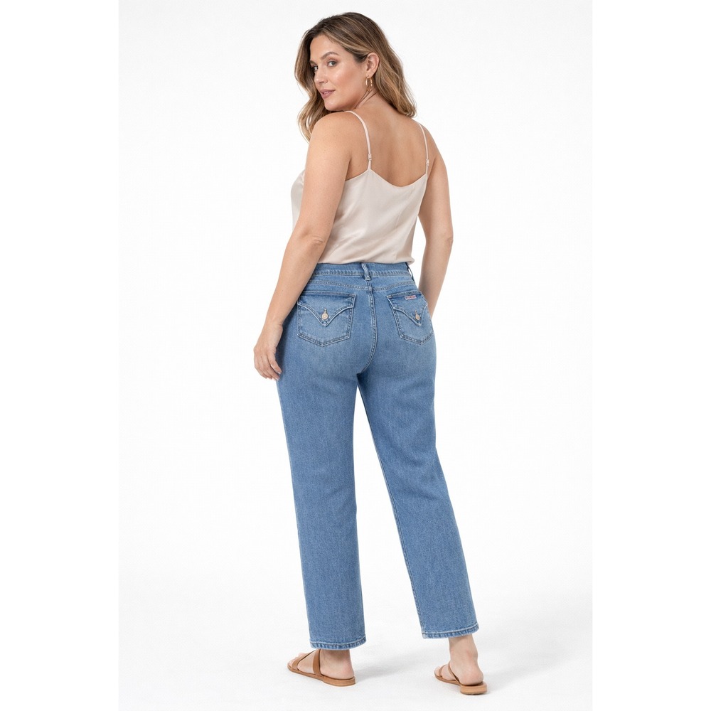 Hudson Jeans Women‎ Sz 12 (34x28) Light Wash Straight Flap Pockets Stretchy
